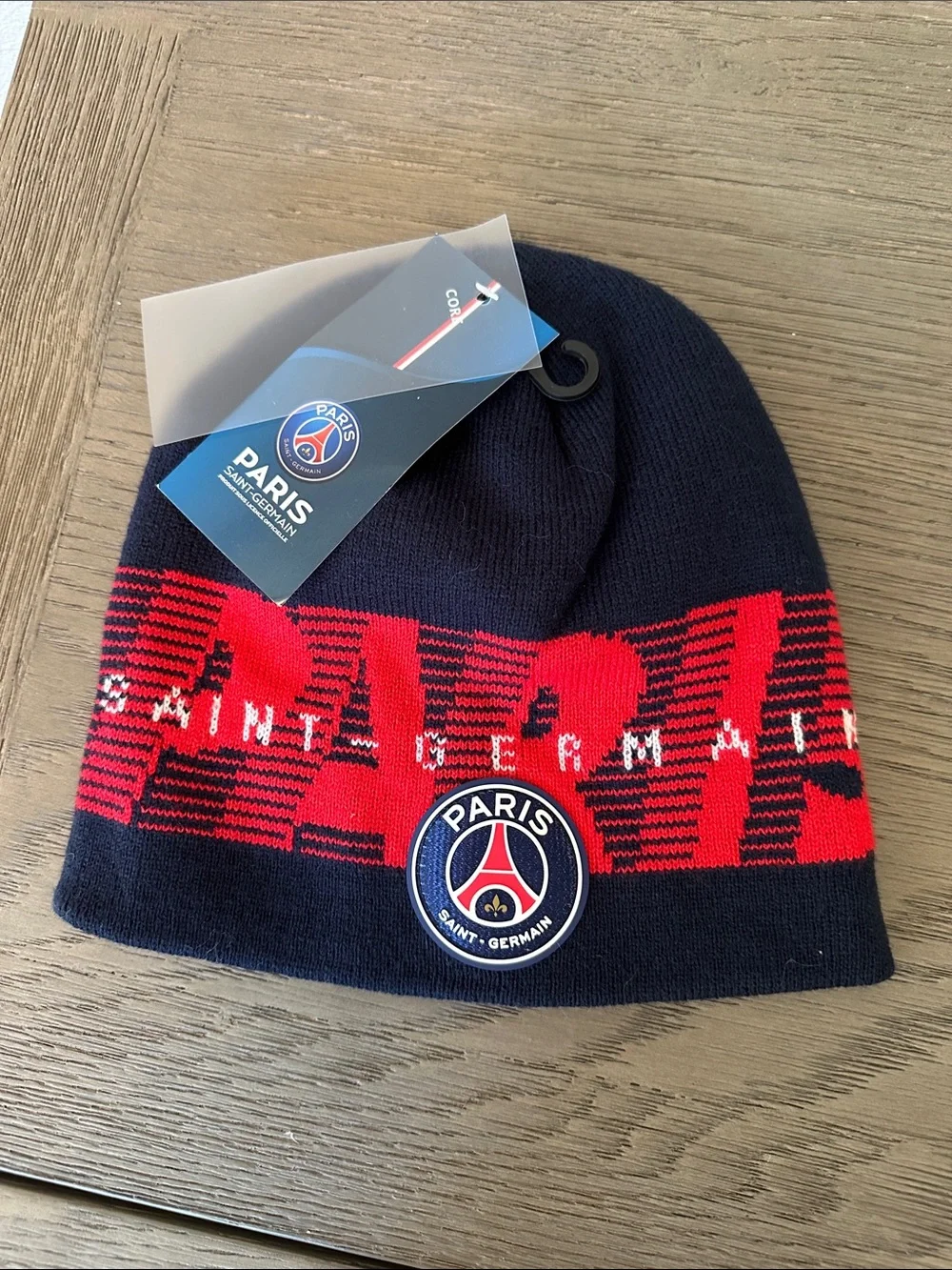 Kids Navy & Red PSG Beanie Hat